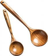 premium quality wooden spoon ladle set for effortless cooking and serving - two sizes included, 14-inch and 11-inch логотип