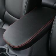 🔴 intget leather center console armrest cover for toyota rav4 accessories 2021 2020 2019 - middle console lid cover pad protector elbow arm rest covering - red armrest cover for toyota rav4 2021 логотип