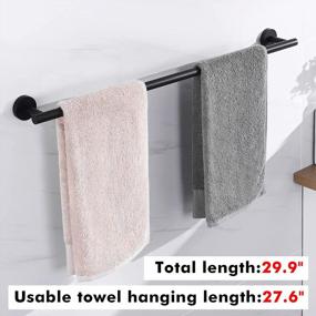img 3 attached to Sleek & Stylish Matte Black Bathroom Towel Bar - RUSTPROOF SUS304 Stainless Steel Wall Mount For Shower And Hand Towels - 29.9 Inches Total Length