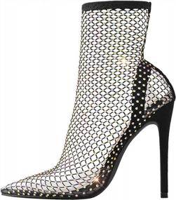 img 4 attached to Sparkling Style: LISHAN'S Rhinestone Fishnet Sandals For Women