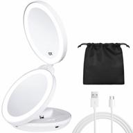 enhance your beauty routine: kedsum's upgraded rechargeable led magnifying mirror with 1x/10x magnification and lights for perfect makeup application on-the-go! логотип