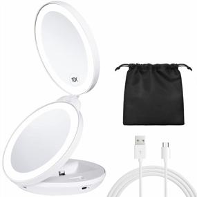 img 4 attached to Enhance Your Beauty Routine: KEDSUM'S Upgraded Rechargeable LED Magnifying Mirror With 1X/10X Magnification And Lights For Perfect Makeup Application On-The-Go!