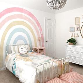 img 4 attached to 🌈 funlife Peel and Stick Rainbow Wall Mural Stickers - Large, Pastel Watercolor Rainbow Decals for Kids Bedroom, Living Room, and Playroom - 94.49" x 82.68