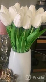 img 7 attached to Реалистичные искусственные цветы белого тюльпана из 30 шт. - идеально подходят для свадебных, пасхальных и весенних украшений, высота 14 дюймов