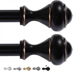 img 4 attached to H.VERSAILTEX Telescoping Single Curtain Rod Sets 5/8" Diameter Standard Decorative Window Treatment Rods With Urn Finials Length From 48 To 84-Inch, Matte Black (Antique Bronze Finish), 2 Packs