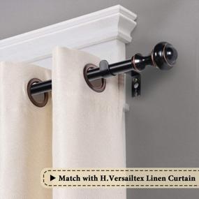 img 3 attached to H.VERSAILTEX Telescoping Single Curtain Rod Sets 5/8" Diameter Standard Decorative Window Treatment Rods With Urn Finials Length From 48 To 84-Inch, Matte Black (Antique Bronze Finish), 2 Packs