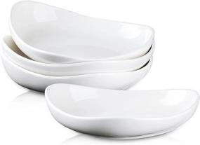 img 4 attached to ZONEYILA 10'' Porcelain Serving Bowls - Set Of 4 Shallow Platters For Parties, Microwave & Dishwasher Safe