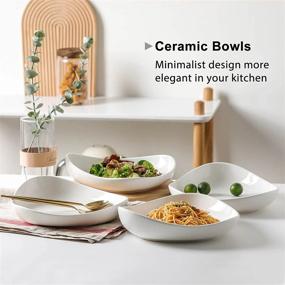 img 2 attached to ZONEYILA 10'' Porcelain Serving Bowls - Set Of 4 Shallow Platters For Parties, Microwave & Dishwasher Safe