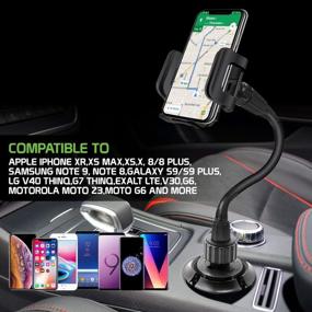 img 3 attached to 📱 Cellet Universal Car Cup Holder Mount for Apple iPhone 13 Pro Max Mini 12 SE Xr Xs Max X 8 Samsung Note 20 10 9 8 Galaxy S21 S20 S10 + S9 Plus LG G7 G6 V30 Q7+ Stylo 4 V35 Moto G6 Extra Long Gooseneck: Convenient Phone Mount for Car Cup Holder