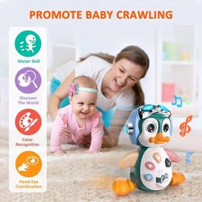 img 3 attached to Музыкальная светящаяся игрушка Moontoy Penguin Baby для обучения и игр - идеальный подарок для младенцев и малышей в возрасте от 6 до 24 месяцев