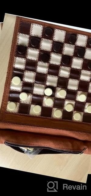 img 1 attached to Travel In Style With Woodronic'S Upgraded 3-In-1 Backgammon Chess Checkers Set In Navy Blue review by Anthony Woolley
