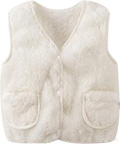 img 4 attached to Sitmptol Unisex Baby Faux Fur Sleeveless Vest Coat 🧥 | Lightweight V-Neck Short Gilet for Toddler Girls and Boys