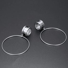 img 2 attached to 2Pcs Large Hoop Dangle Gauges Ear Plugs - 2G Surgical Steel Screw Tunnels Expander Stretcher Piercing