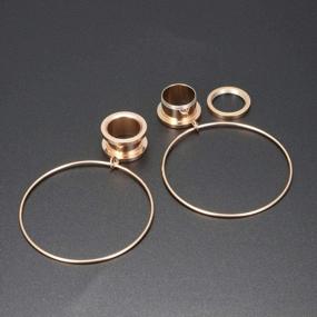 img 3 attached to 2Pcs Large Hoop Dangle Gauges Ear Plugs - 2G Surgical Steel Screw Tunnels Expander Stretcher Piercing