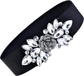 img 2 attached to Clover Fashion Floral Rhinestone Elastic Women's Accessories ~ Belts