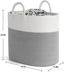 img 1 attached to 🧺 INDRESSME Tall Cotton Rope Laundry Hamper: Stylish Gray Dirty Clothes Basket for Bedroom/Laundry – 19.7 x 11.8 x 16.9 inches