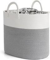 🧺 indressme tall cotton rope laundry hamper: stylish gray dirty clothes basket for bedroom/laundry – 19.7 x 11.8 x 16.9 inches logo