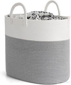 img 4 attached to 🧺 INDRESSME Tall Cotton Rope Laundry Hamper: Stylish Gray Dirty Clothes Basket for Bedroom/Laundry – 19.7 x 11.8 x 16.9 inches