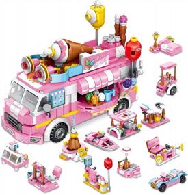 img 4 attached to Набор строительных игрушек PANLOS, 553 шт., грузовик с мороженым, обучающие кубики STEM для девочек 6–12 лет, подарки на день рождения для детей и детей
