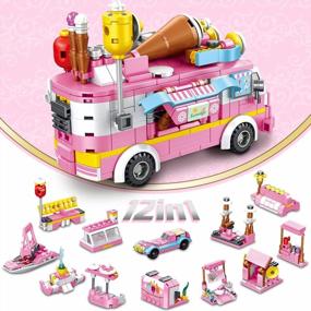 img 3 attached to Набор строительных игрушек PANLOS, 553 шт., грузовик с мороженым, обучающие кубики STEM для девочек 6–12 лет, подарки на день рождения для детей и детей