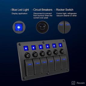 img 3 attached to 🛥️ Waterproof 6 Gang Marine Boat Rocker Switch Panel with Overload Protector and LED Indicator - Pre-Wired for RV Truck Boat SUV - 2 Years Warranty