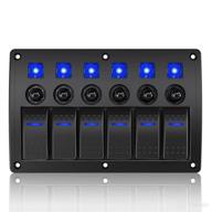 🛥️ waterproof 6 gang marine boat rocker switch panel with overload protector and led indicator - pre-wired for rv truck boat suv - 2 years warranty logo