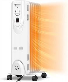 img 4 attached to ARLIME Oil Filled Radiator Heater, Portable Radiator Heater With Thermostat, 1500W Oil-Filled Space Heater With 3 Adjustable Settings, Quiet Portable Heater With Overheat & Tip-Over Protection, Electric Radiant Heater For Indoor Room Office Home