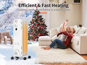 img 3 attached to ARLIME Oil Filled Radiator Heater, Portable Radiator Heater With Thermostat, 1500W Oil-Filled Space Heater With 3 Adjustable Settings, Quiet Portable Heater With Overheat & Tip-Over Protection, Electric Radiant Heater For Indoor Room Office Home