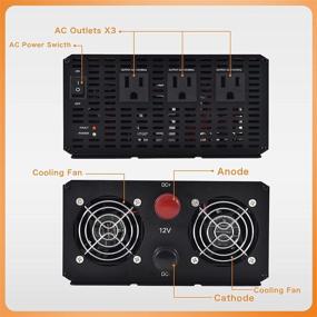 img 2 attached to 3000W Black Power Inverter: Modified Sine Wave Converter for Home, Car, RV - DC 12V to AC 110V Out