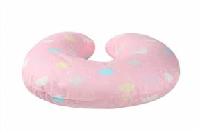 img 2 attached to Pamper Your Baby And Yourself With Knlpruhk'S 100% Cotton Pink Nursing Pillow Covers – Clouds And Stripes 2 Pack For Breastfeeding Moms Of Baby Girls