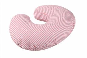 img 3 attached to Pamper Your Baby And Yourself With Knlpruhk'S 100% Cotton Pink Nursing Pillow Covers – Clouds And Stripes 2 Pack For Breastfeeding Moms Of Baby Girls