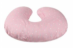 img 1 attached to Pamper Your Baby And Yourself With Knlpruhk'S 100% Cotton Pink Nursing Pillow Covers – Clouds And Stripes 2 Pack For Breastfeeding Moms Of Baby Girls
