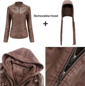 img 3 attached to Tagoo Womens Leather Motorcycle Removable Women's Clothing : Coats, Jackets & Vests