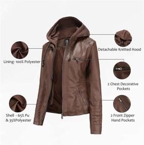 img 1 attached to Tagoo Womens Leather Motorcycle Removable Women's Clothing : Coats, Jackets & Vests