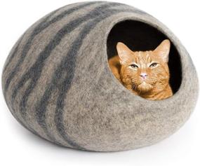 img 4 attached to 🐱 Discover the Ultimate Comfort: MEOWFIA Premium Large Cat Bed Cave - Eco-Friendly 100% Merino Wool Beds for Cats and Kittens