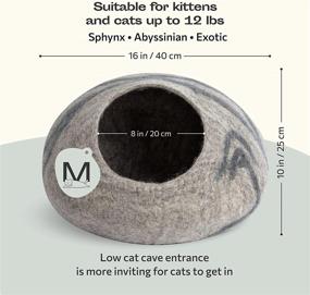 img 3 attached to 🐱 Discover the Ultimate Comfort: MEOWFIA Premium Large Cat Bed Cave - Eco-Friendly 100% Merino Wool Beds for Cats and Kittens