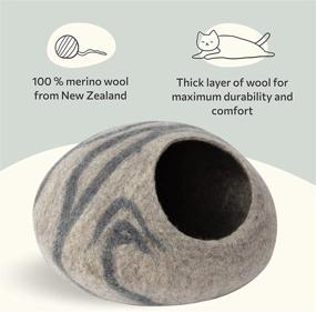 img 2 attached to 🐱 Discover the Ultimate Comfort: MEOWFIA Premium Large Cat Bed Cave - Eco-Friendly 100% Merino Wool Beds for Cats and Kittens