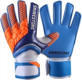 img 4 attached to Высокоэффективные футбольные вратарские перчатки с защитой захвата и пальцев для молодежи, взрослых и детей для предотвращения травм - Shinestone