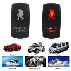 img 1 attached to 🚗 Waterwich Waterproof Illuminated Sasquatch Lights Rocker Toggle Switch - Black Shell, ON-Off, DC 20A 12V/10A 24V, 5pin, SPST, for Auto Truck Boat Marine RV Off Road - Red