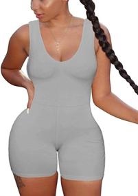 img 4 attached to 👗 XXTAXN Bodycon Sleeveless Jumpsuit Women's Clothing in Jumpsuits, Rompers & Overalls Category