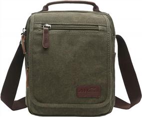 img 4 attached to Small Canvas Crossbody Shoulder Bag Messenger Work Bag - MyGreen