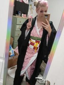 img 5 attached to Halloween Costume For Women - Kamado Cosplay Outfit With Kimono Haori And Bamboo - Available In US Sizes
