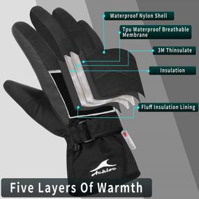 img 3 attached to Оставайтесь в тепле и на связи: лыжные снежные перчатки Achiou с утеплителем 3M Thinsulate и совместимостью с сенсорным экраном для мужчин и женщин