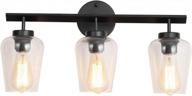 vintage black farmhouse bathroom vanity light with clear glass, 3-light fixture, wall mount sconce for bedroom, living room, hallway, and kitchen - mwz logo