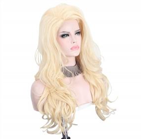 img 2 attached to Long Synthetic Blonde Wig With Bangs And Free Wig Cap + Headband - Available In Black, Gray, And Brown