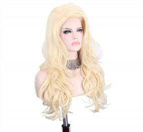img 4 attached to Long Synthetic Blonde Wig With Bangs And Free Wig Cap + Headband - Available In Black, Gray, And Brown