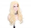 long synthetic blonde wig with bangs and free wig cap + headband - available in black, gray, and brown logo