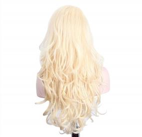 img 3 attached to Long Synthetic Blonde Wig With Bangs And Free Wig Cap + Headband - Available In Black, Gray, And Brown