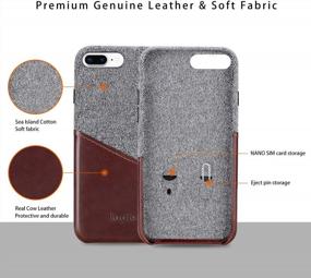 img 3 attached to Leather Card Slot Design Fabric Slim Back Cover Case With Card Holder For IPhone 7 Plus/IPhone 8 Plus - Lopie Sea Island Cotton Series, Dark Brown