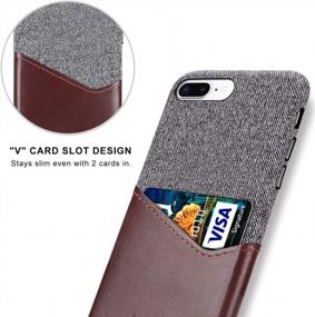 img 1 attached to Leather Card Slot Design Fabric Slim Back Cover Case With Card Holder For IPhone 7 Plus/IPhone 8 Plus - Lopie Sea Island Cotton Series, Dark Brown